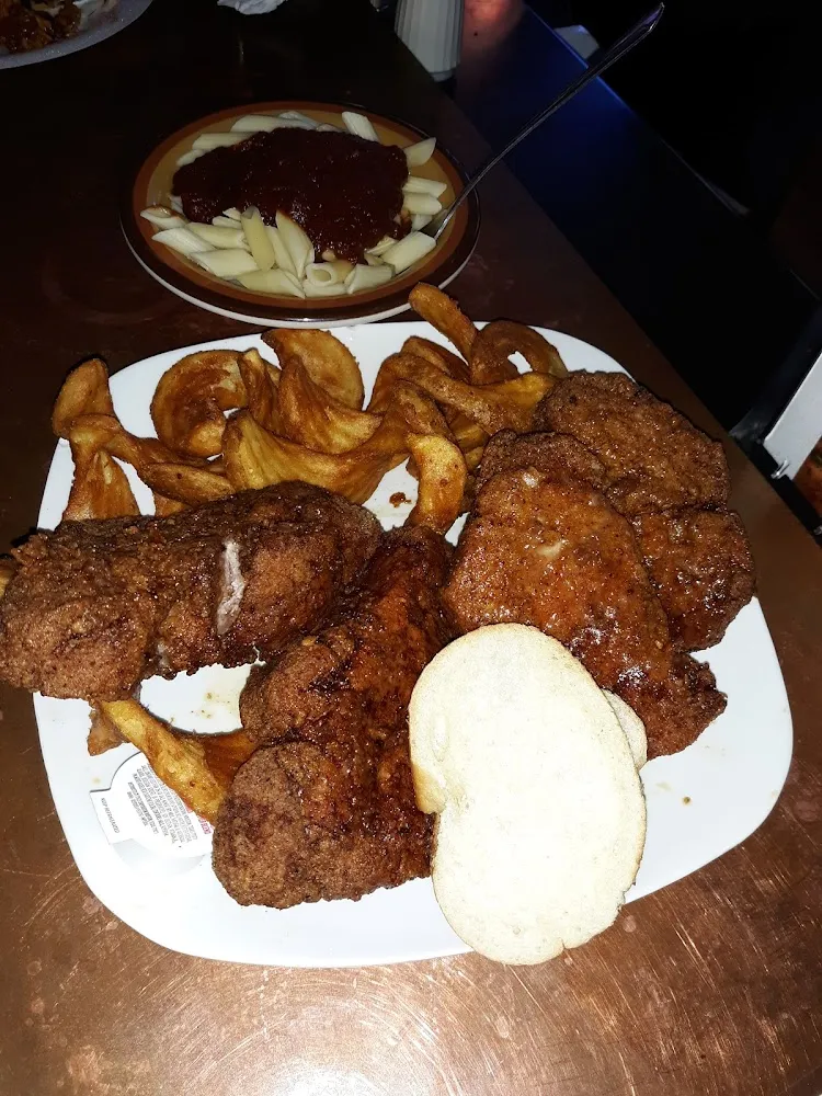 2 Broasted Chops w Wedges & Salad